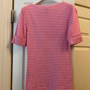 Casual Lauren Pink tee with white stripes